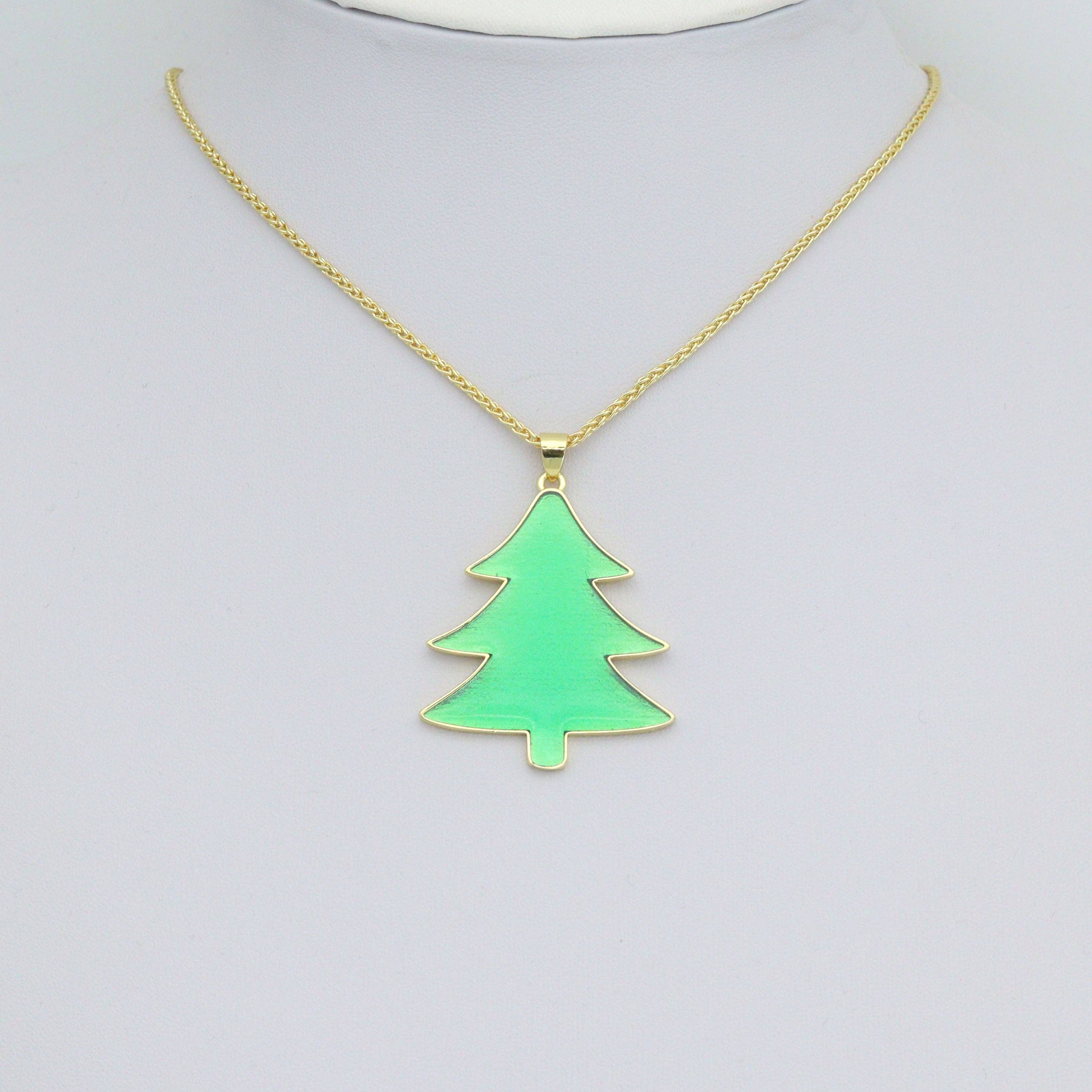 Green Enamel Gold Christmas cedar tree Charm Pendant,Sku#LK1207