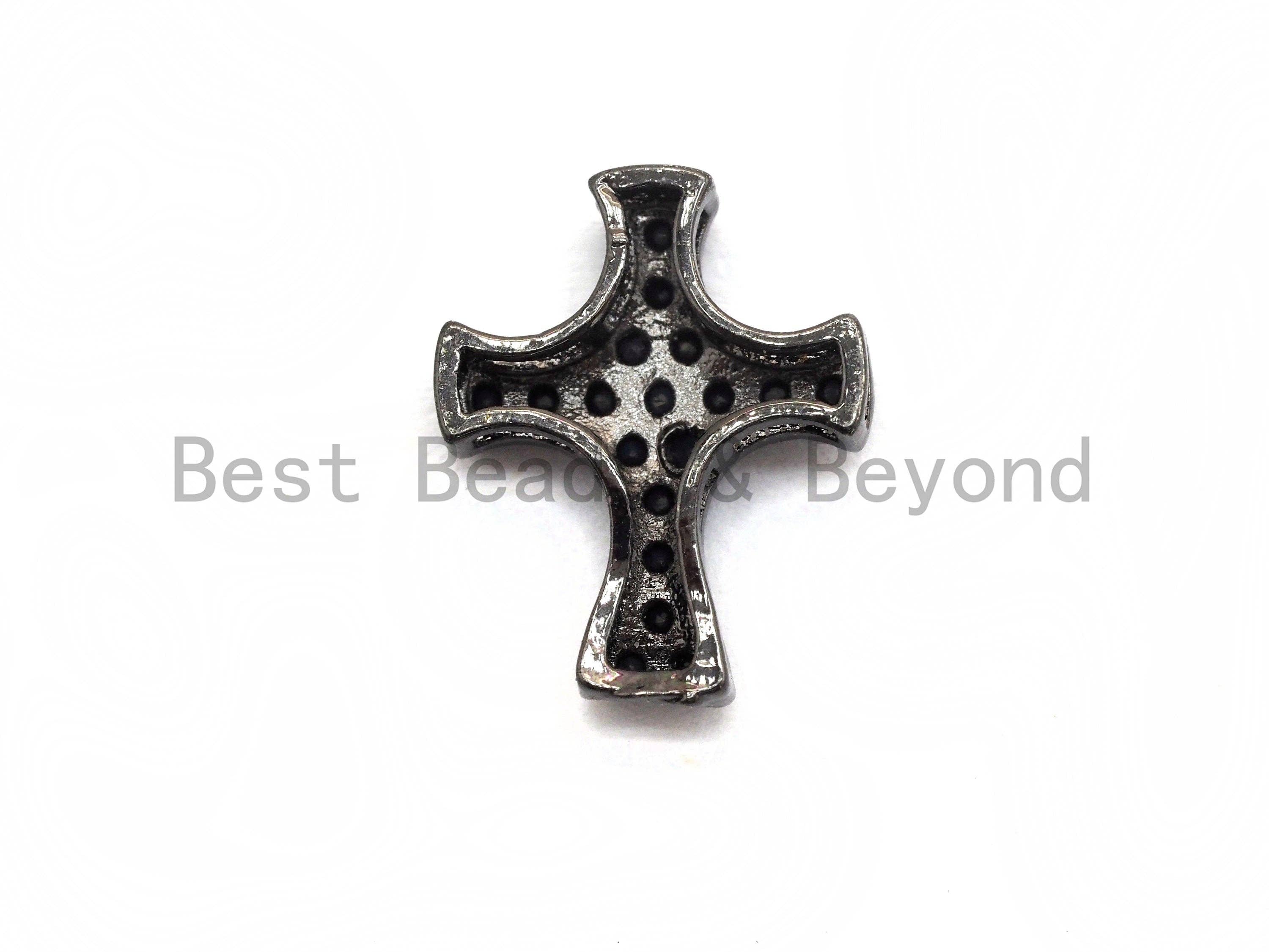 Black CZ Pave On Black Micro Pave Cross Spacer, sku#C100
