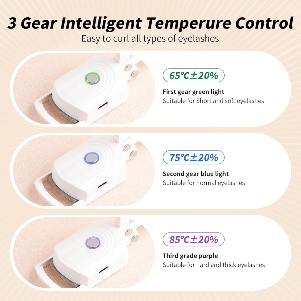 Docolor Heated Eyelash Curler Fast Heat up within 10S, 24 Hours Long Lasting Electric Eyelash Curler 3 Temperature Modes with USB Rechargeable Safe Lash Curler Quick Natural Curling Eye Lashes