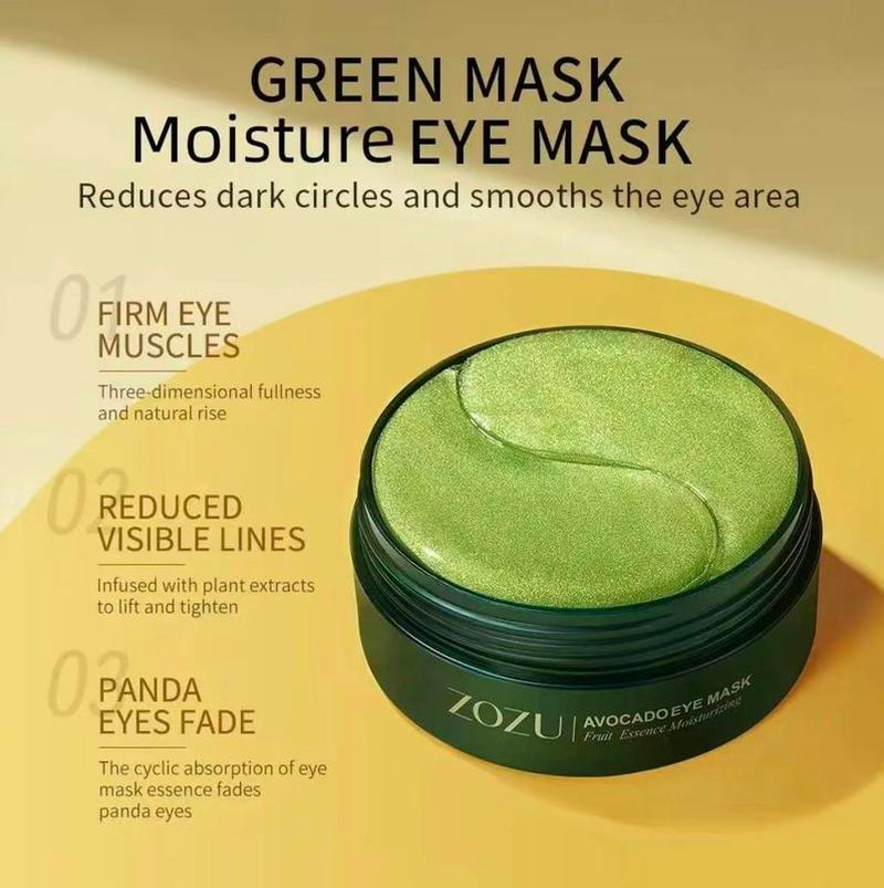 [ZOZU Authorized Store] Avocado & Gold Eye Mask Duo - Alternate Day and Night Use Eye Mask – Reduces Periocular Fine Lines & Eye Bag Care, Fades Dark Circles - Hydrating Moisturizing Skincare Product