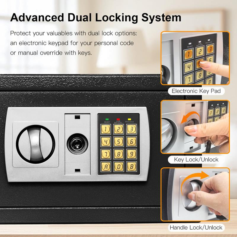 Valentine'S Day Gift: Mini Safe Box with Key & Password Lock, Double Protection Security Safe for Home Office Hotel, Perfect Gift for Him/Her to Store Cash Jewelry Watch