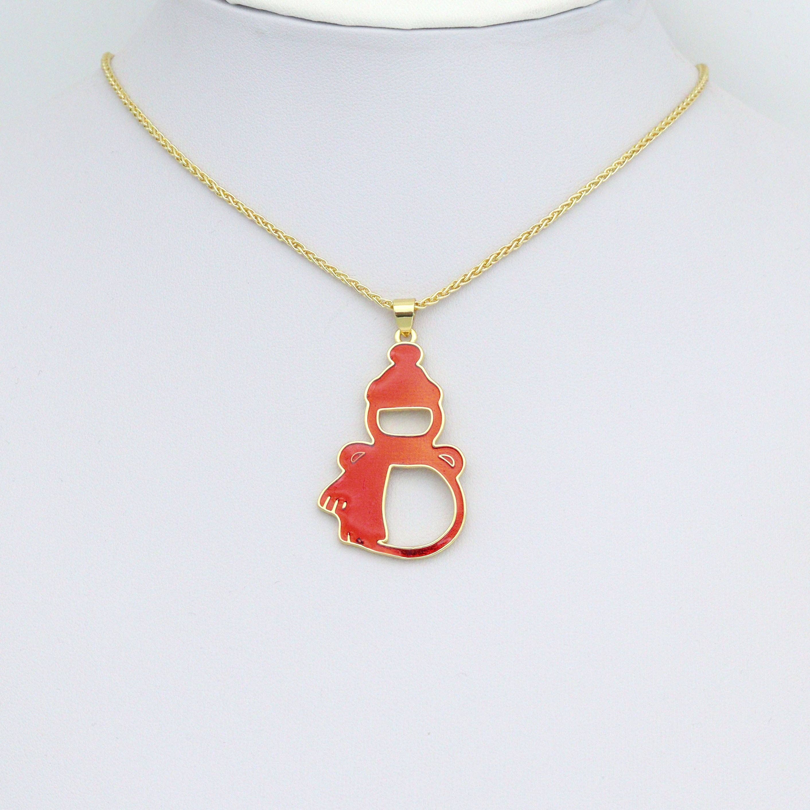 Red Enamel Christmas Snowman Charm Pendant,Sku#LK1211