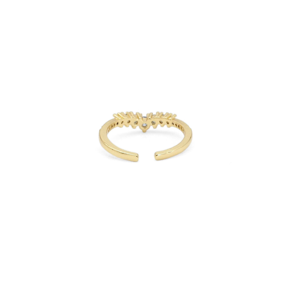 Thin Gold Blue CZ Wave Line Adjustable Ring, Sku#LD463