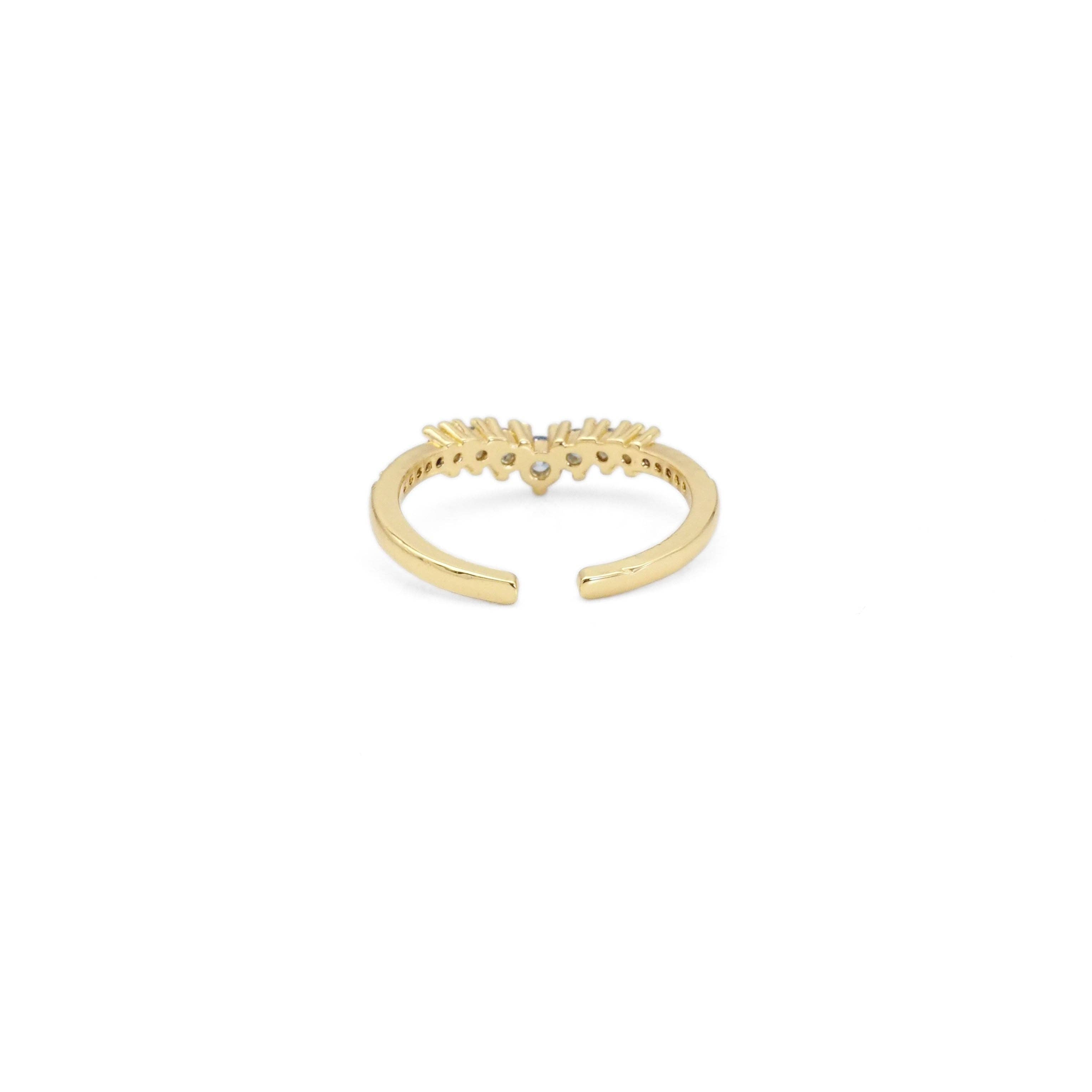 Thin Gold Blue CZ Wave Line Adjustable Ring, Sku#LD463