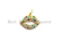 CZ Colorful Micro Pave Lip Charm, Lip Shaped Pave Pendant, Gold plated, 12x15mm, Sku#F750