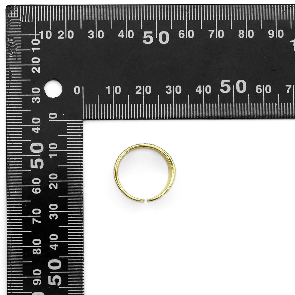 Gold Clear CZ Hollow Out Heart Adjustable Ring, Sku#Y790