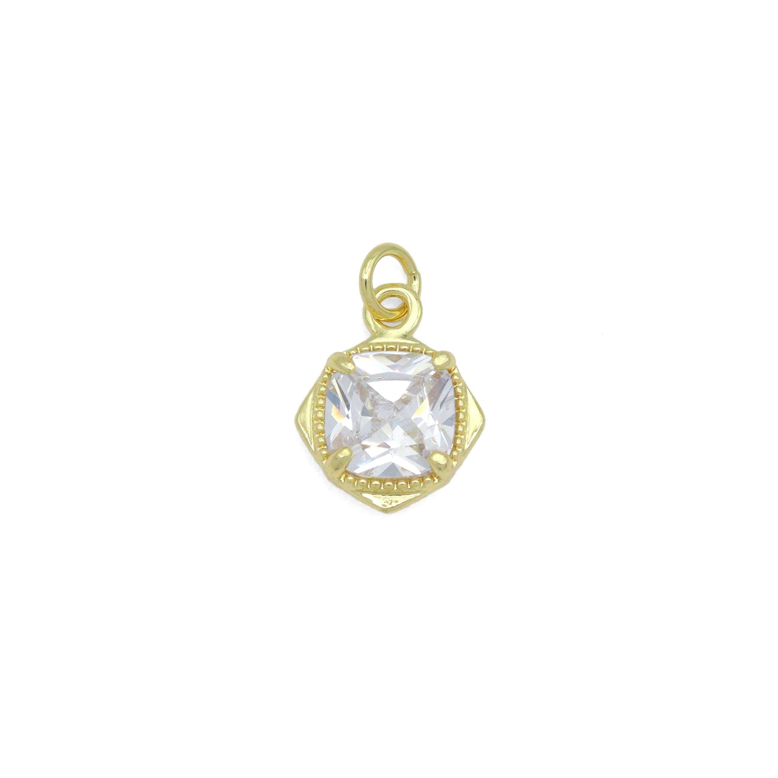 Square big diamond CZ Rhombus Charm Pendant, Sku#LK1076