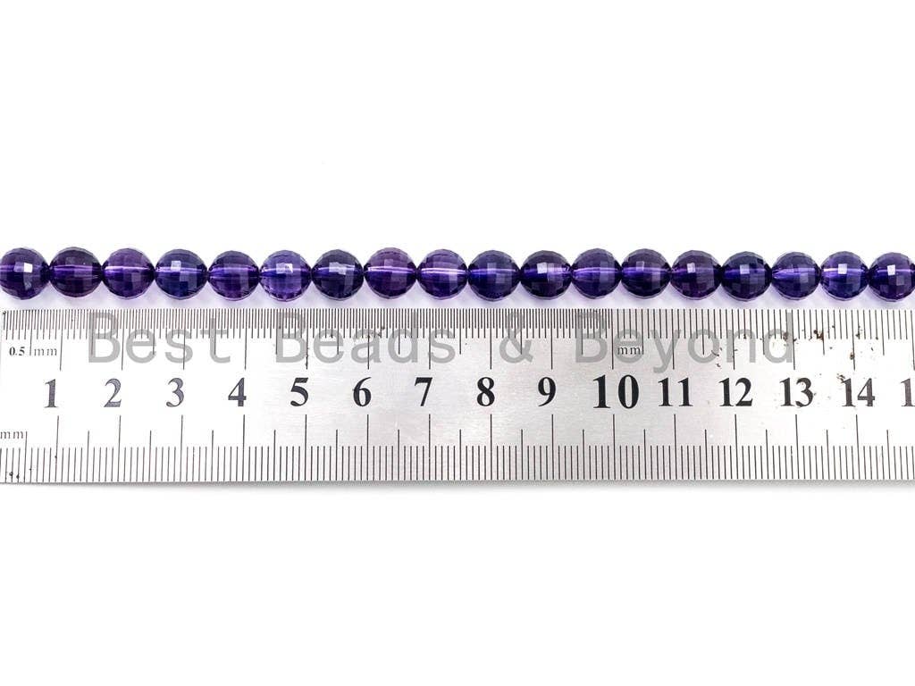 Special Cut Quality Natural Amethyst Round Faceted beads, 6mm/8mm/10mm/2mm, Loose Dark Puple Gemstone Beads, 15.5 inch strand, SKU#V3C