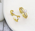 CZ Pave Zig Zag double line Pearl Adjustable Ring, Sku#LD306