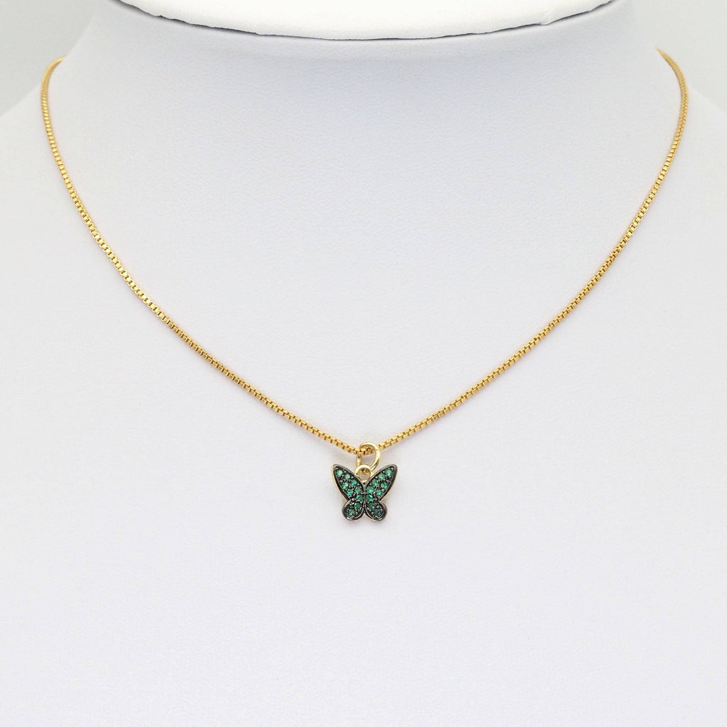 Colorful CZ Gold Butterfly Charm, Sku#LD418
