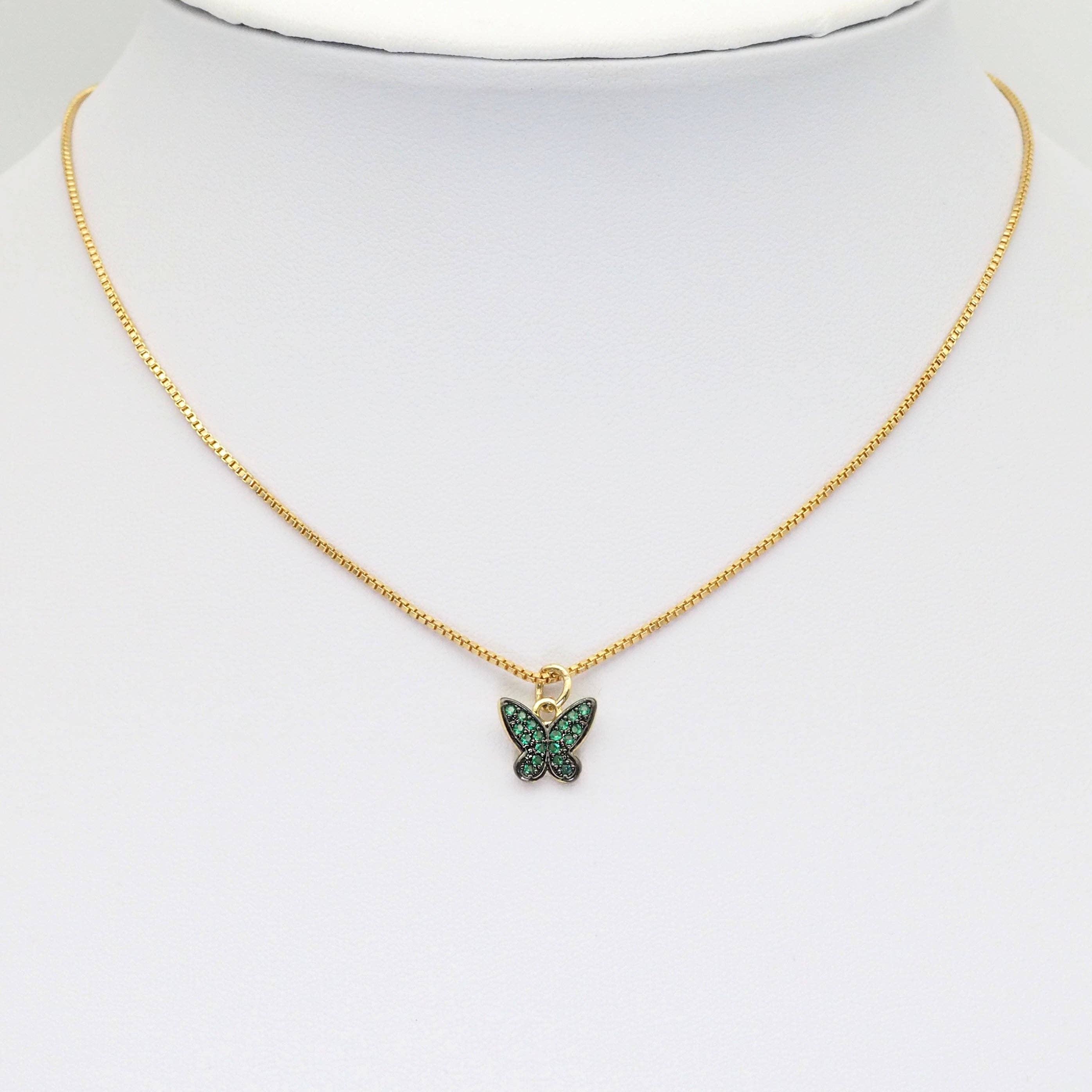 Colorful CZ Gold Butterfly Charm, Sku#LD418