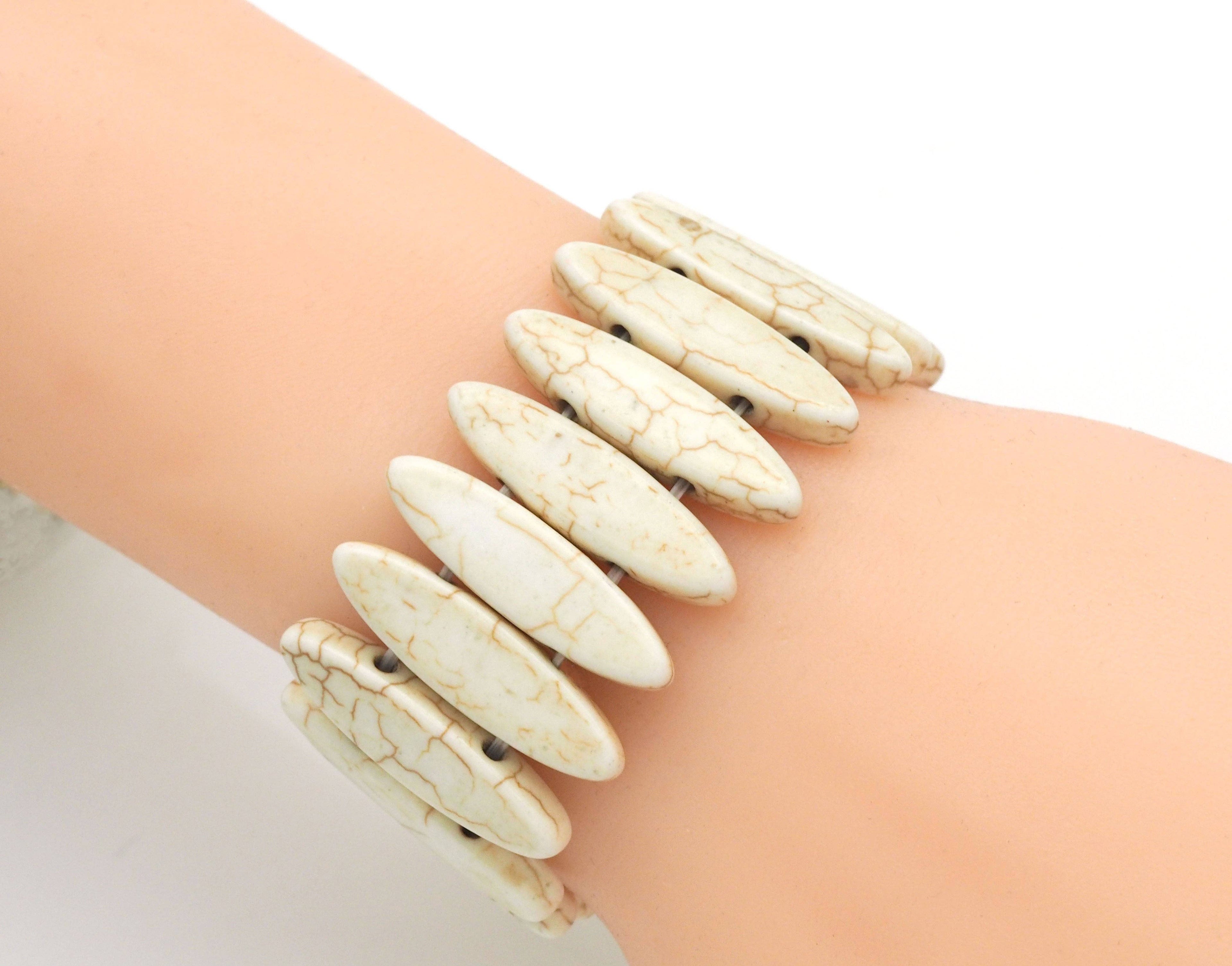 White Turquoise Stretch Adjustable Bracelet, Sku#U1456