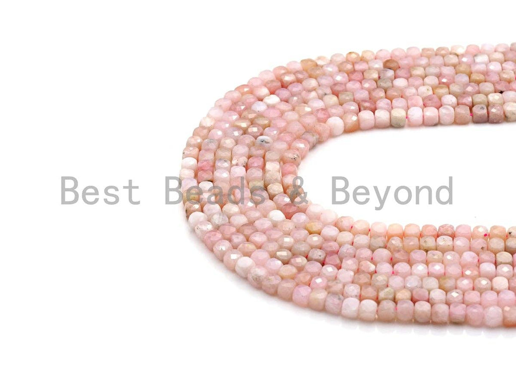 High Quality 4mm Pink Opal Faceted Cube Beads, Cube Pink Opal beads, 15.5" Full strand, sku#U779
