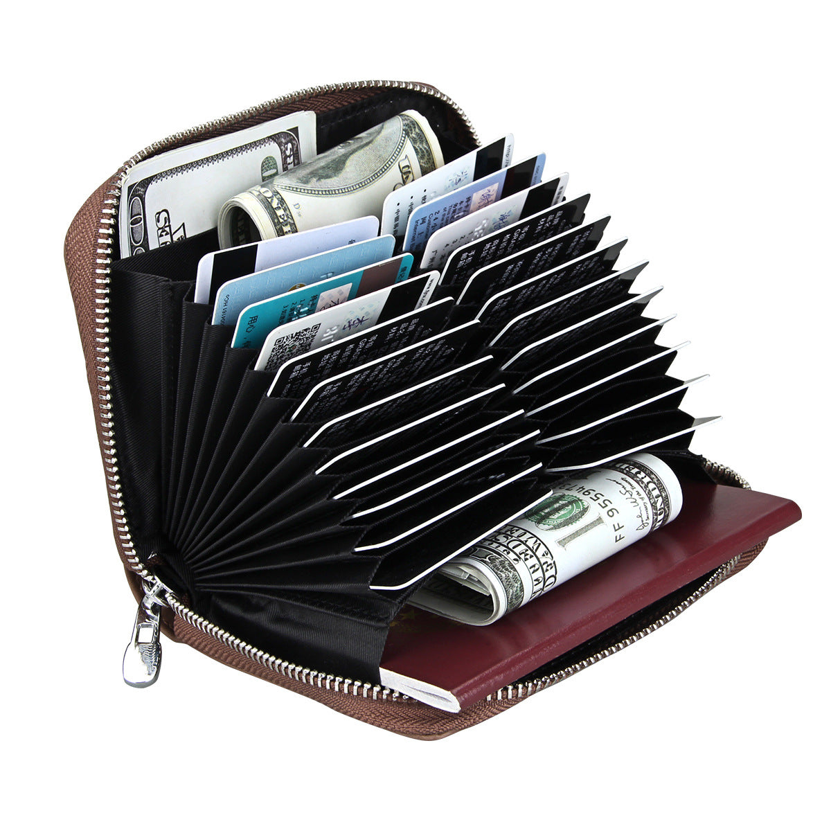 Expanding Card Holder Men's Passport Holder Cowhide Multi-functional