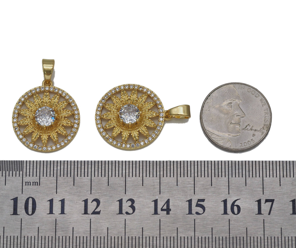 CZ Sunflower Charm, Sku#LK637