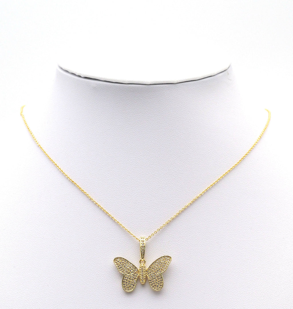 Gold Micro Pave CZ Butterfly Charm, Sku#F1520