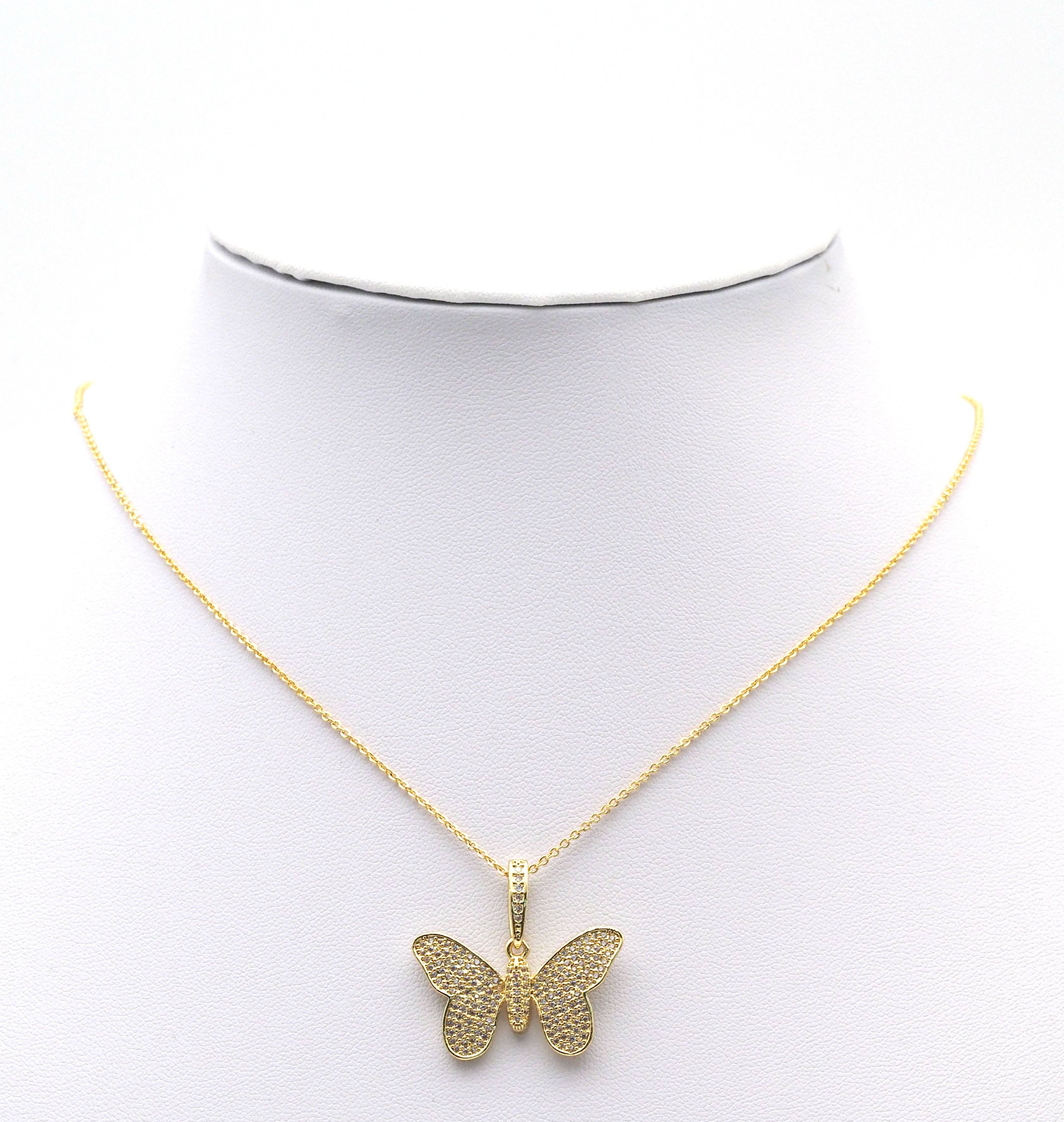 Gold Micro Pave CZ Butterfly Charm, Sku#F1520