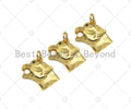 18K Gold Filled Wolf Head Shape Pendant, Green Micro Pave CZ Gold Filled Charm, Necklace Bracelet Charm Pendant, 16x14mm,Sku#Z1346