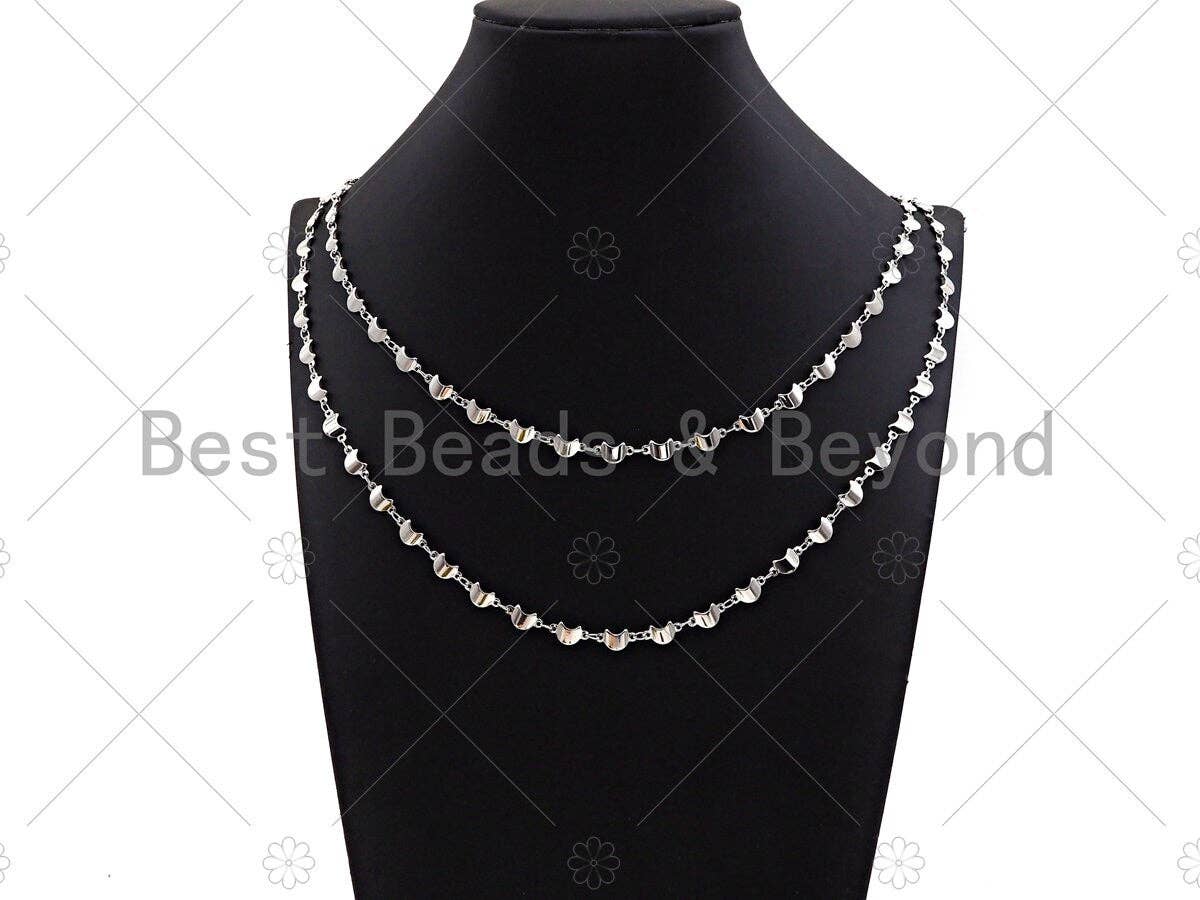 6x10mm Dainty Moon Link Chain by Yard, sku#M368