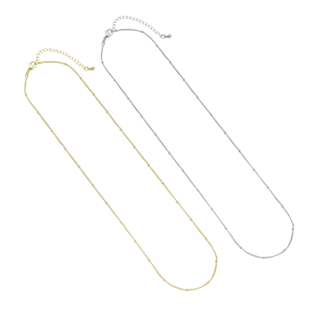 Gold Silver Danity Ball Chain Adjustable Necklace, Sku#LX595