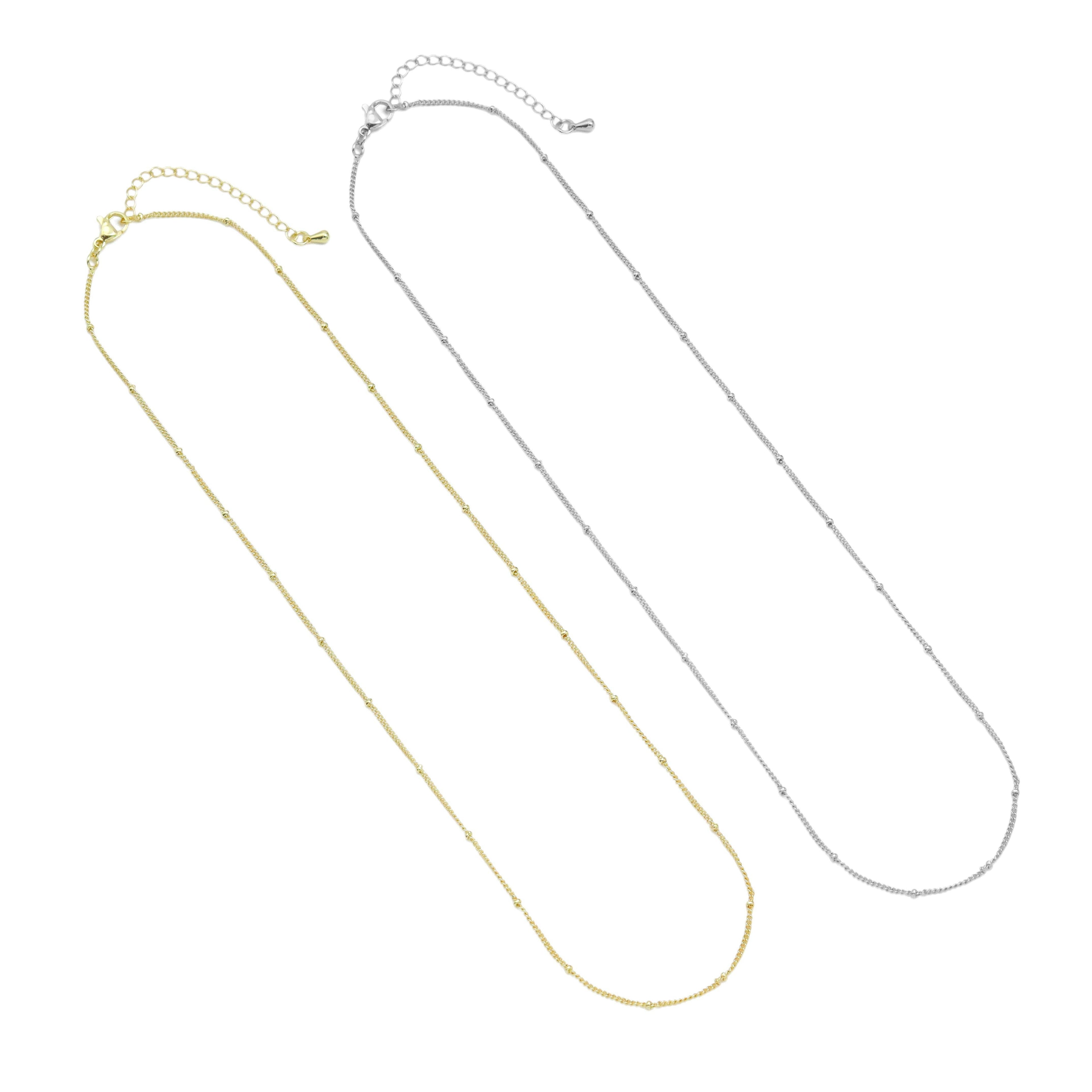Gold Silver Danity Ball Chain Adjustable Necklace, Sku#LX595