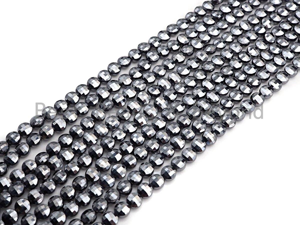 Natural Tera Hertz Checker Board Cut Coin Shape beads, 4mmTu