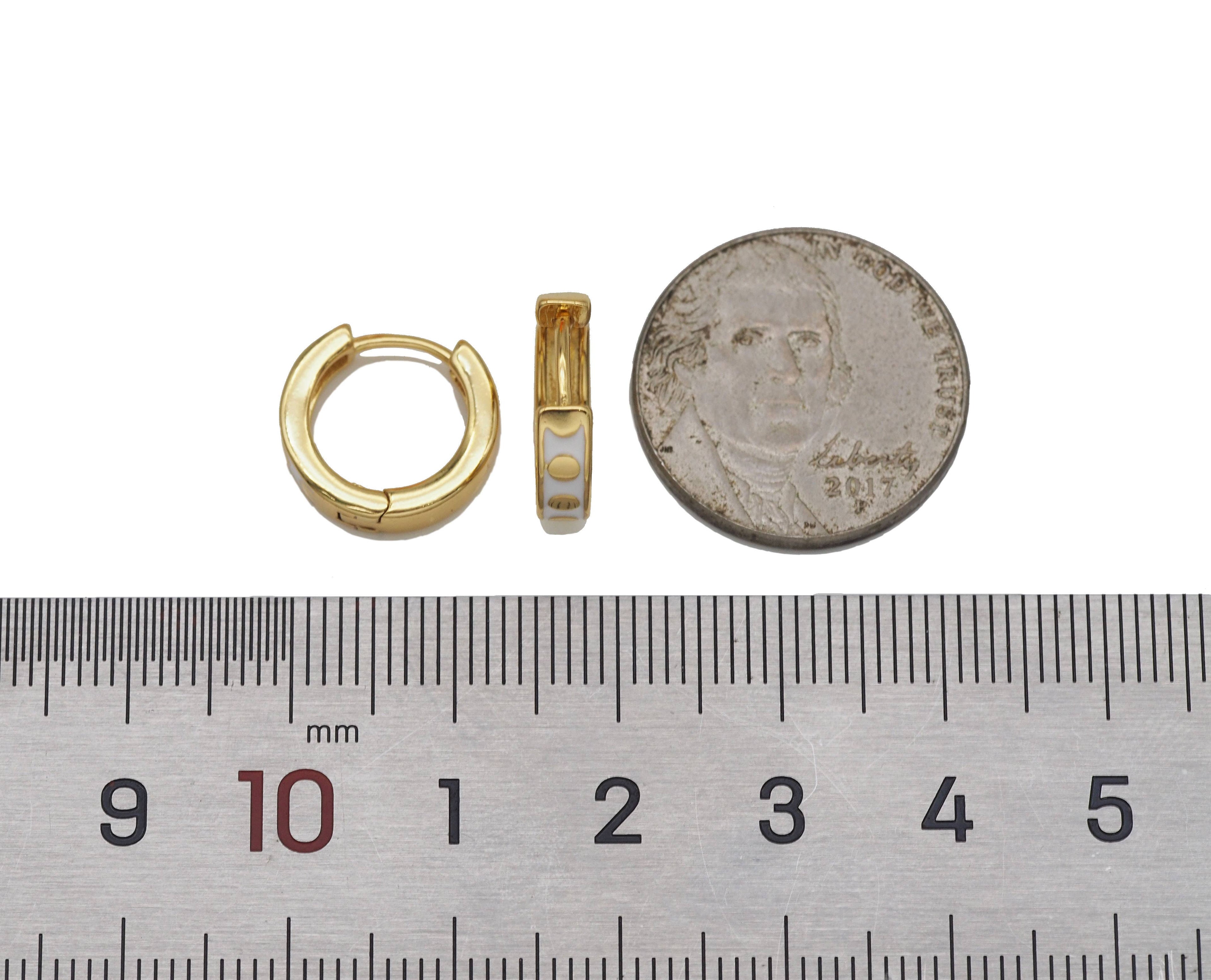 Gold Dots Colorful Enamel Huggie Earring, Y573