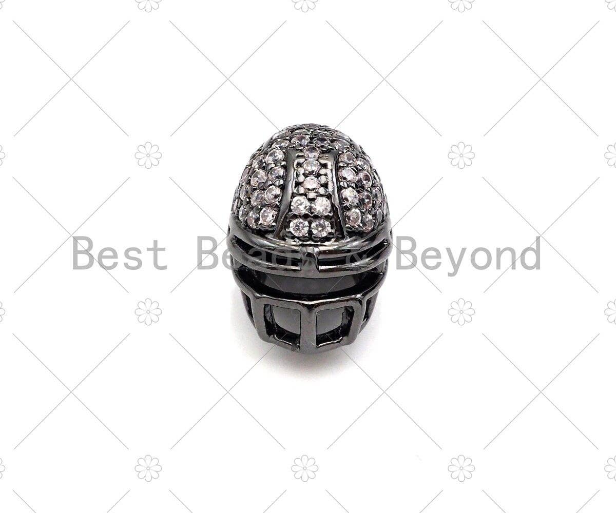 CZ  Micro Pave Football Helmet Shape Beads, Helmet Gold/Silver/Rose Gold Charm Beads, Men's Bracelet Spacer Beads,11x15mm,Sku#Y407