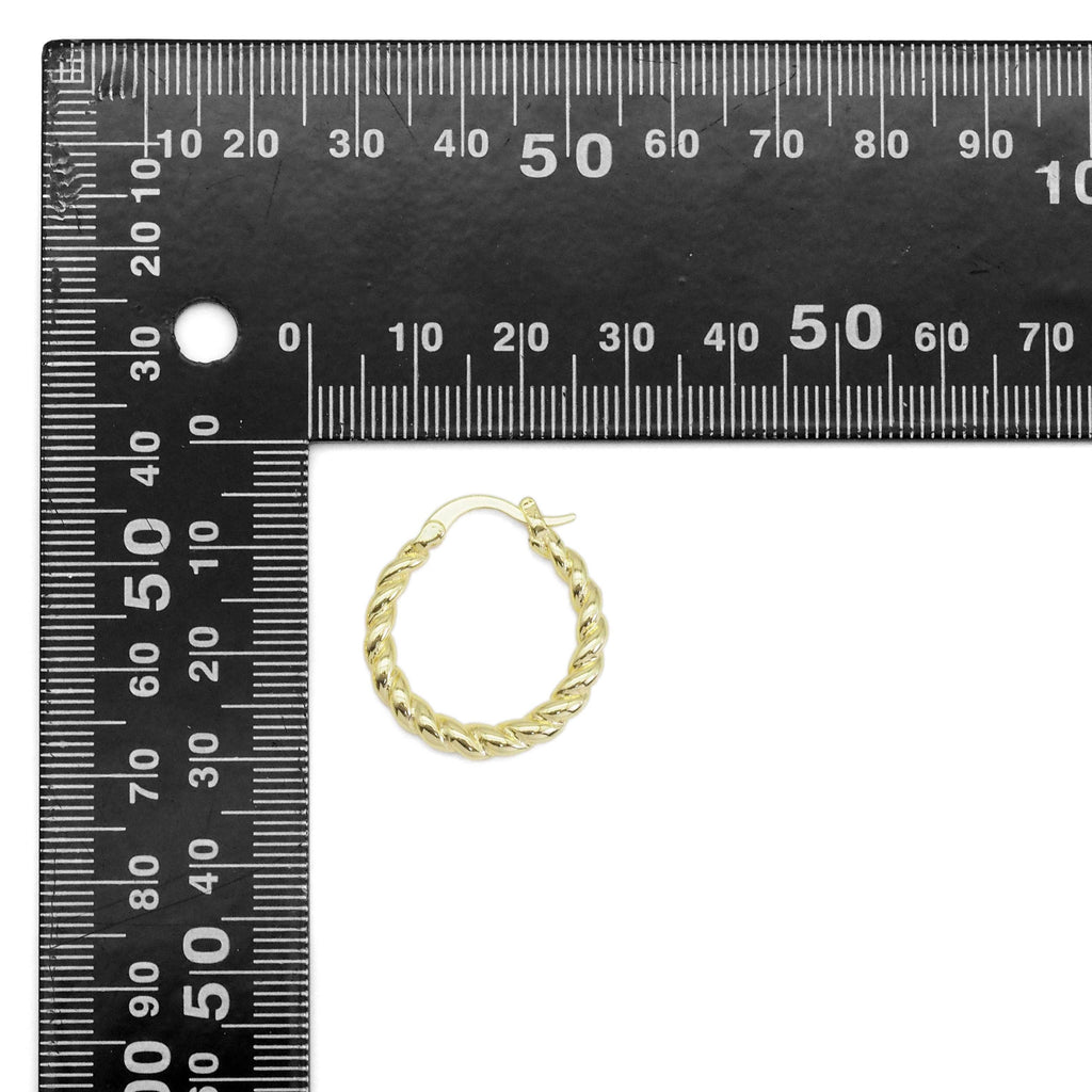 Gold Twisted Medium size Everyday Hoop Earrings, Sku#ZX134