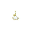 CZ Pave Ginkgo Leaf Shape Mop Charm Pendant, Sku#LK958