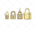 CZ Micro Pave Lock Shape Pendant,Cubic Zirconia Gold Charm,Necklace Bracelet Charm Pendant,12x24mm/16x25mm/26x32mm/23x38mmmm,Sku#LK288