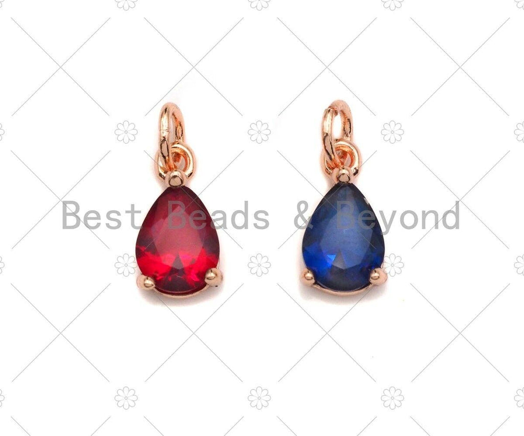 Colored Stone Teardrop Shaped Charm, Blue/Green/Red Gold Teardrop Charm, Charms for Earrings, Bracelet Jewerly Making, 6x11mm, sku#Z1155