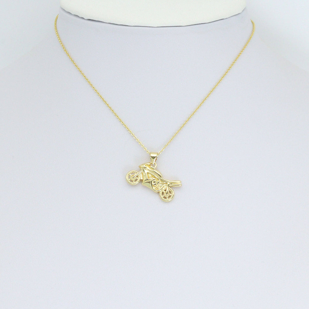 Gold 3D Motorbike motorcycle motor vehicle Charm Pendant, Sku#LD682