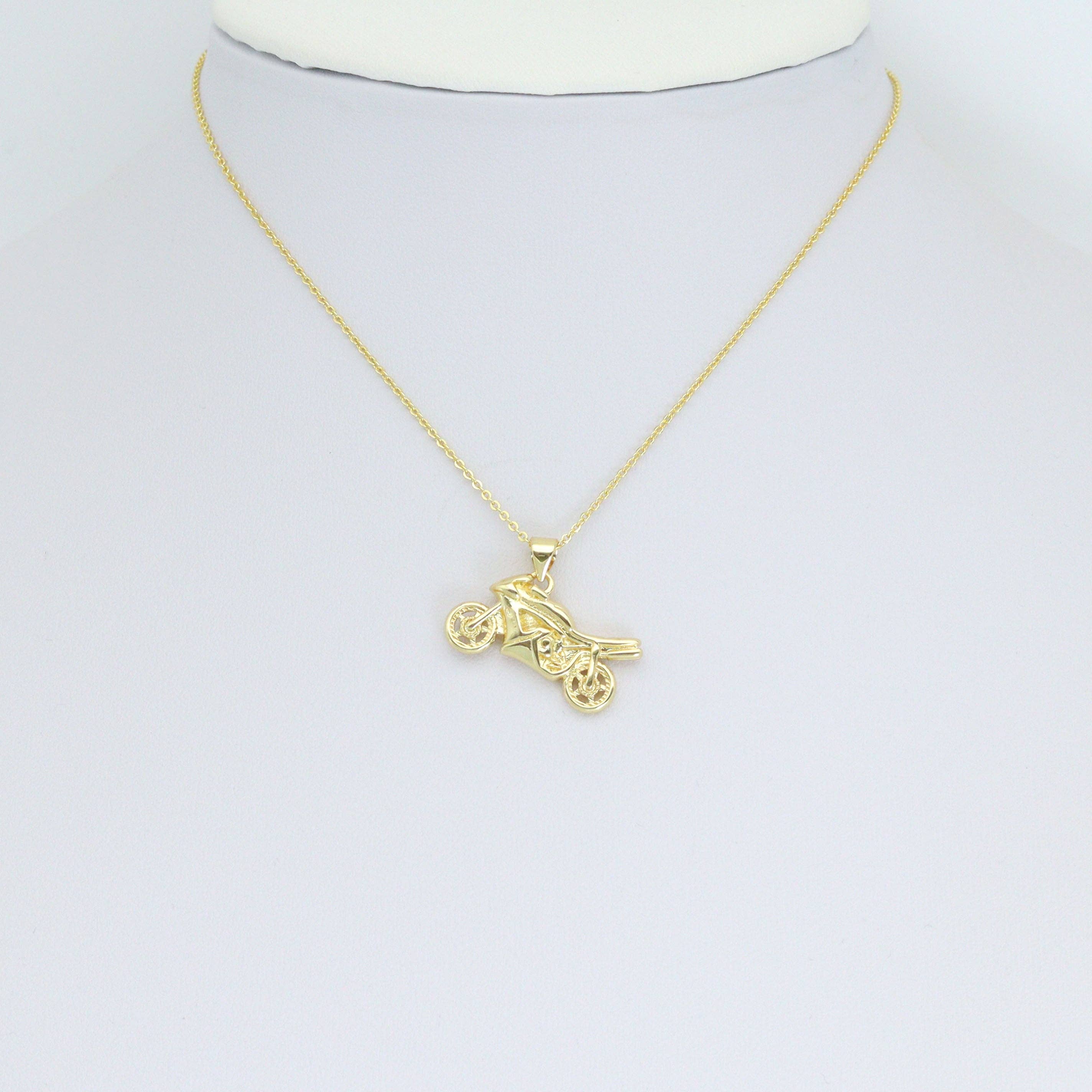 Gold 3D Motorbike motorcycle motor vehicle Charm Pendant, Sku#LD682