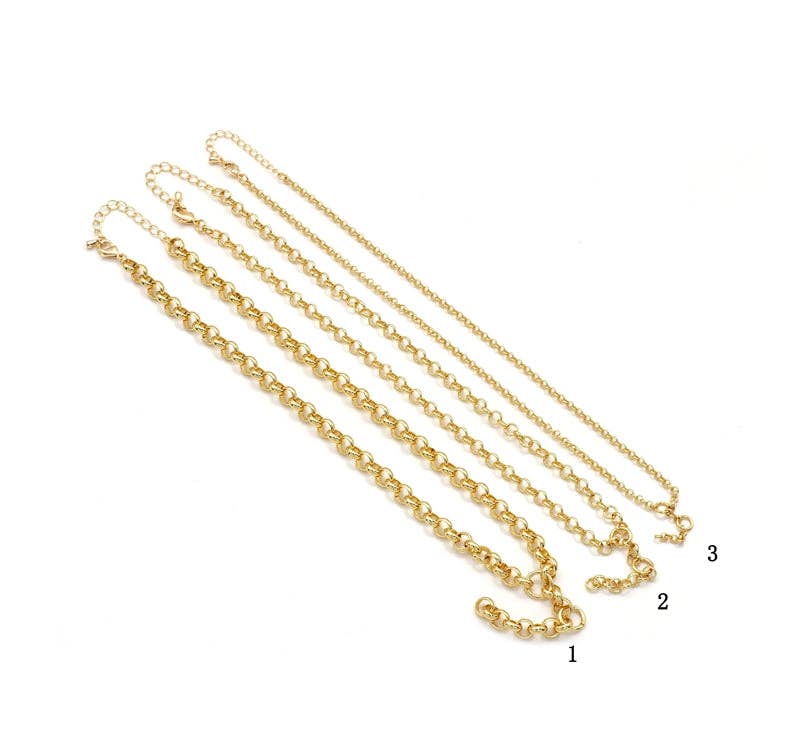 Gold Rolo Chain Drop Necklace, sku#EF258