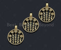 CZ Micro Pave Thorns On Round Ring Shape Pendant, Gold Plated Jewelry, Necklace Bracelet Charm Pendant, 22x25mm,sku#LD02