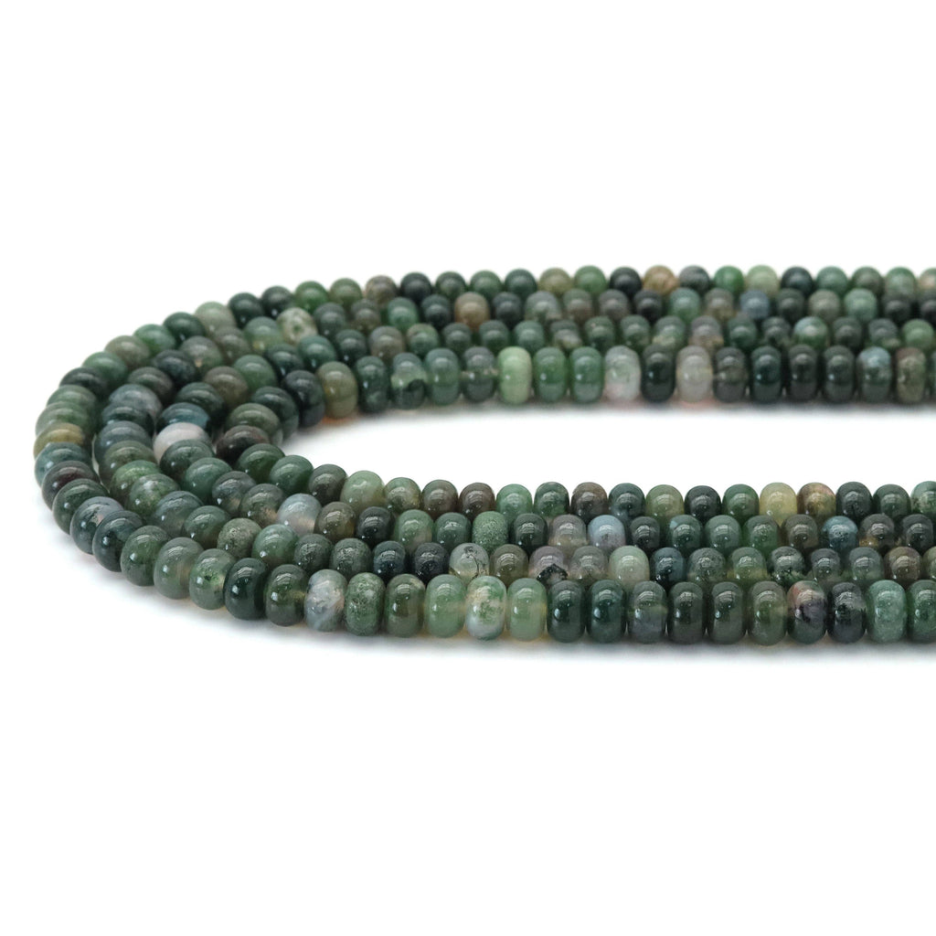 Moss Agate Smooth Rondelle Beads, 5x8mm, Sku#U1784