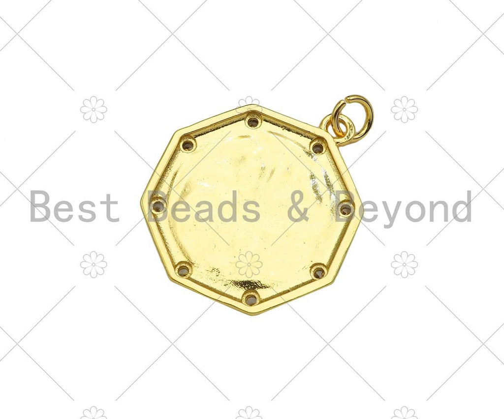 Gold Filled CZ Micro Pave Embossed Lion Head On Round Shape Pendant,18K Gold Filled Lion Charm, Necklace Bracelet Pendant,21x25mm,Sku#LK338