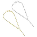 Heart CZ Link Chain Y shape Long Lariat Style Necklace, Sku#A153