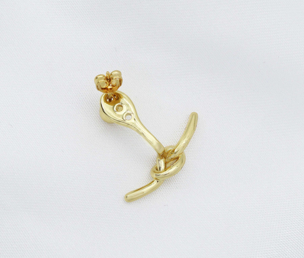 Gold CZ Stud Earrings, Sku#J360