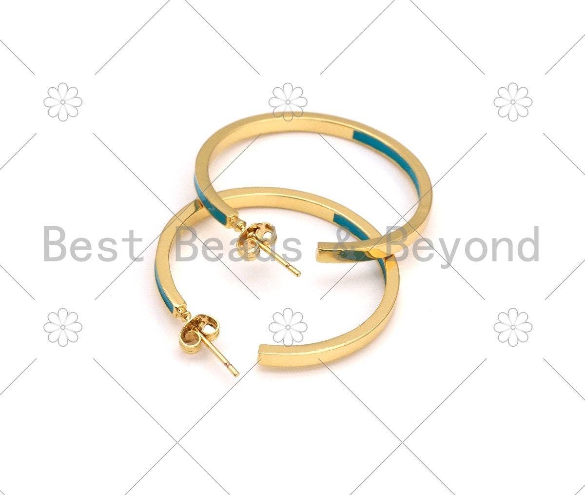 Colorful Enamel Round Loop Huggie Earring, Sku#O80