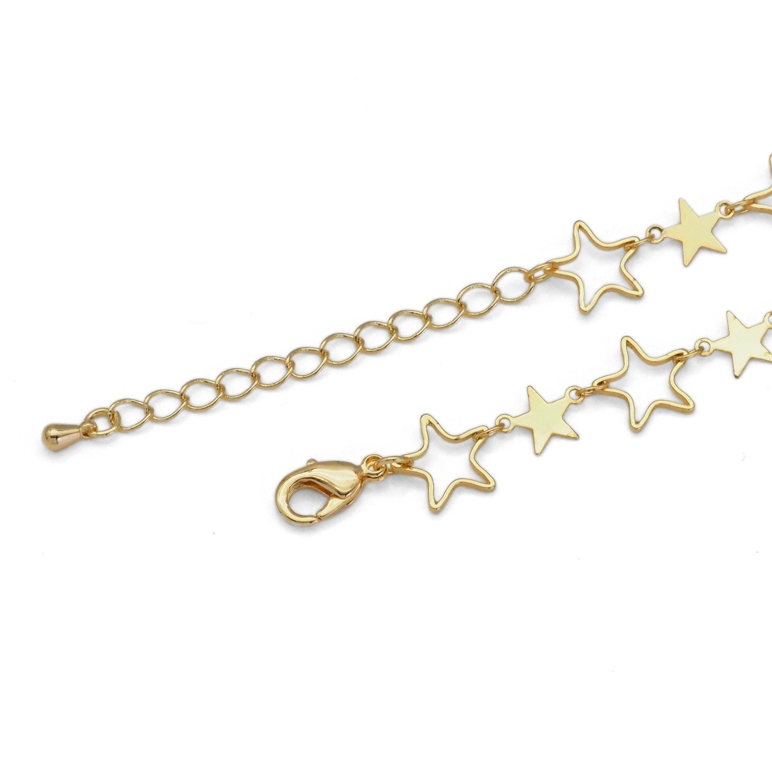 Star Link Gold Necklace, Sku#EF351