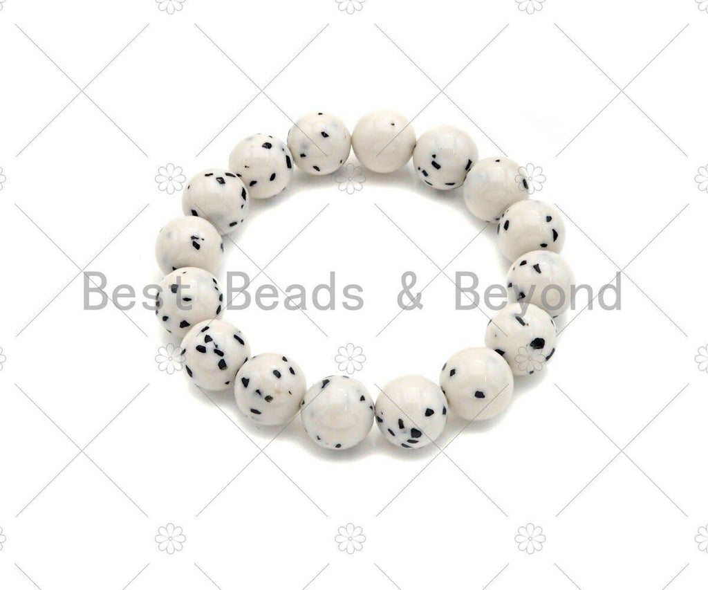 Natural Dalmation Jade Stretchy Bracelet, Sku#EF27