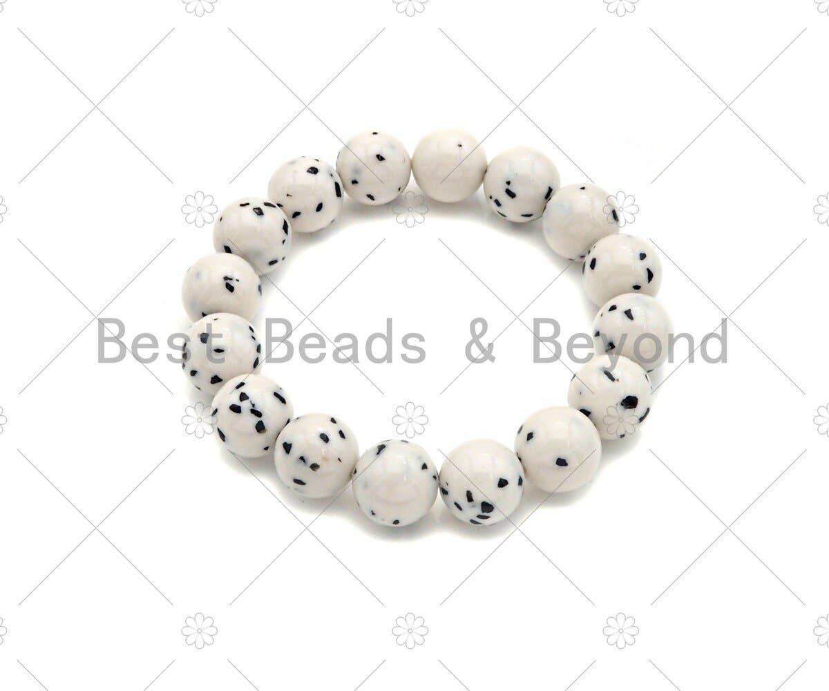 Natural Dalmation Jade Stretchy Bracelet, Sku#EF27