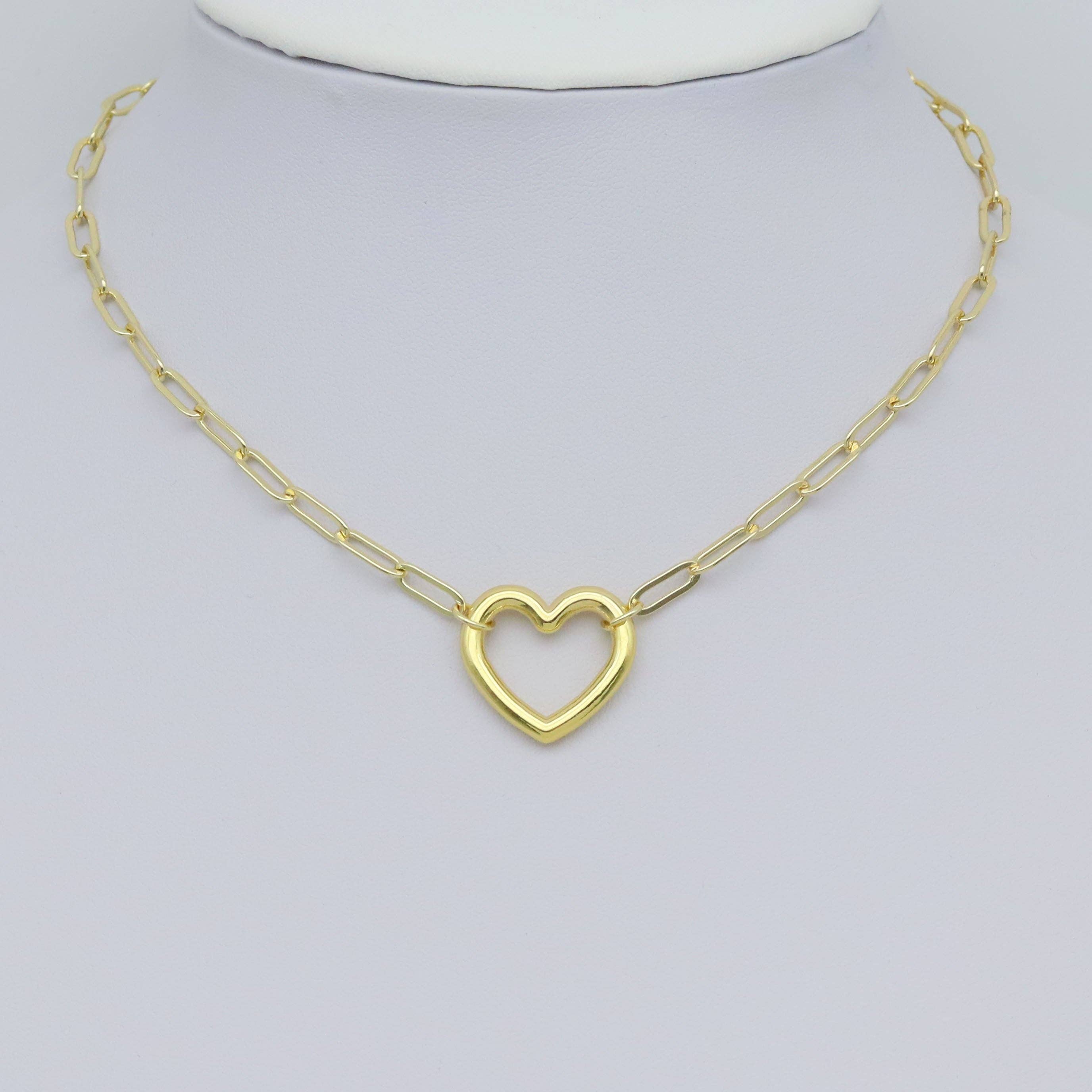 Silver Gold Frame Heart Pendant, Sku#A288