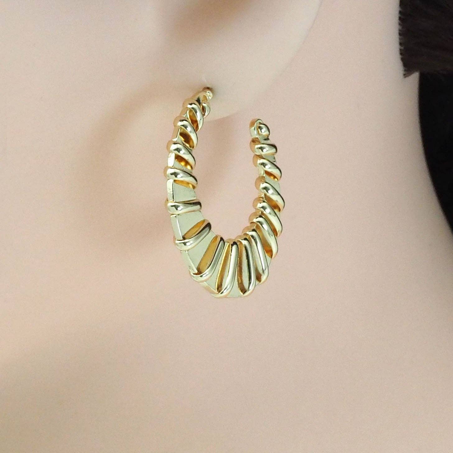 Gold Snail Swirel Patten Hoop Earrings, Sku#ZX133
