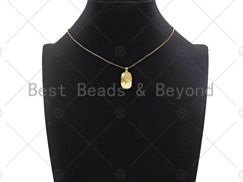 18k Gold Sunrise Tag Pendant/Charm, Sun Charm, Sun rays pendant, Bracelet Necklace Component Supply, 12x24mm, Sku#Y367