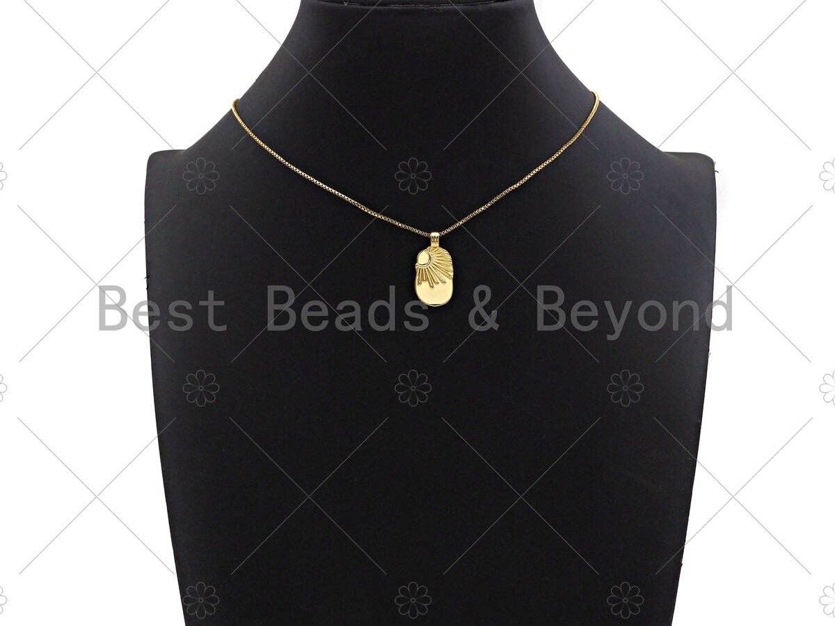 18k Gold Sunrise Tag Pendant/Charm, Sun Charm, Sun rays pendant, Bracelet Necklace Component Supply, 12x24mm, Sku#Y367