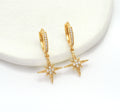CZ North Star Hoop Earrings, Sku#Y767