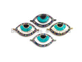 Enamel White Tear Green Evil Eye Connector,Colorful CZ Micro Pave Oil Drop Eye Connector,Enamel Jewelry,13x25mm,sku#E453C
